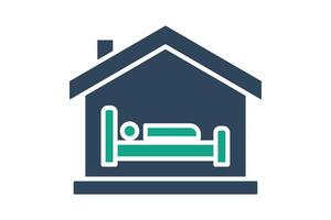 Accommodation icon. solid icon style. house with bed. icon related to donation and charity. donation elements illustration vector