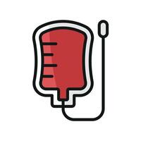 Blood bag icon embodies a functional and straightforward style, ideal for use in emergency kits, clinical presentations, or health infographics. vector