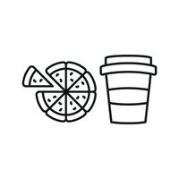 Drink and pizza icon brings a lively and youthful style, great for branding aimed at students, gamers, or social hangouts. vector