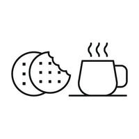 Coffee glass and biscuit icon features a classic and comforting style, ideal for representing light refreshments, breakfast cafes, or snack-time visuals. vector