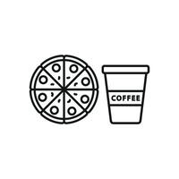 Drink and pizza icon delivers a cheerful and eye-catching look, ideal for pizza promotions, beverage combos, or quick-service marketing. vector