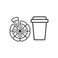 Drink and pizza icon highlights a casual and energetic theme, perfect for enhancing event posters, food campaigns, or fun food illustrations. vector