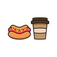 Drink and hotdog icon brings a bold and satisfying touch, perfect for enhancing quick-service restaurant branding, event catering, or snack promotions. vector