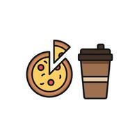 Drink and pizza icon highlights a delicious and eye-catching design, ideal for pizzerias, takeout services, or online food platforms. vector