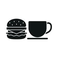 Coffee glass and hamburger icon embodies a classic and casual aesthetic, perfect for food ads, event promotions, or restaurant branding. vector