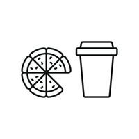 Drink and pizza icon offers a modern and clean aesthetic, great for digital menus, food delivery branding, or marketing materials. vector