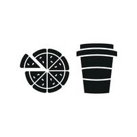 Drink and pizza icon features a simple and classic look, perfect for retro diners, Italian food branding, or themed events. vector