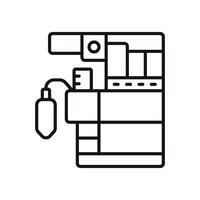 Anesthesia machine icon features a precise and professional design, perfect for representing surgical equipment, operating rooms, or healthcare facilities. vector