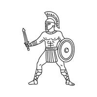 Doodle illustration of a gladiator performing in a historical reenactment show vector