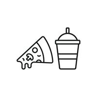 Drink and pizza icon features a relaxed and inviting vibe, perfect for food specials, weekend promos, or pizza delivery visuals. vector