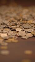 CloseUp of Various Coins Spread Out on a Flat Surface for Better Appreciation and Viewing video
