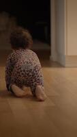 An inquisitive toddler is crawling around in a cozy and comfortable indoor environment video