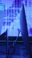 A Modern Computer Setup Featuring a Futuristic Background Design and Aesthetic Elements video