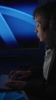 A Professional Expert Working Diligently on a Computer with Focused Digital Data Analysis video