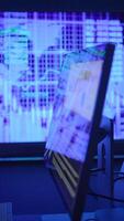 A modern computer setup displayed with a vibrant and captivating digital background design video