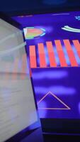 This is an abstract digital interface featuring vibrant and colorful graphics for visual appeal video