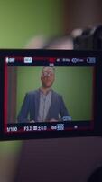 A Professional Speaker in Front of the Camera for Production Projects and Events video