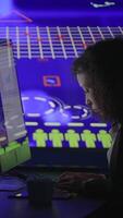 A Person Engaged in Intricate Coding Tasks Utilizing a StateoftheArt Futuristic Interface video