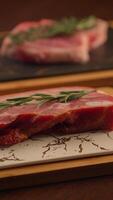 Experience Fresh Cuts of Meat Enhanced with Flavorful Herbs for Culinary Delight and Appeal video