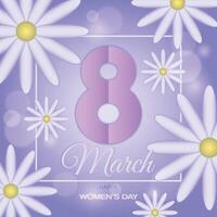Postcard for March 8 in paper style with bokeh effect vector