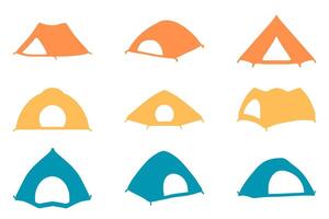 Camping Tent Icon in Various Styles vector
