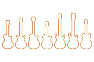 Simple Guitar Outline Graphic Design Set vector