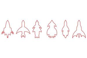 Simple Rocket Outline Graphic Design Set vector