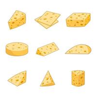 Various shapes of cheese slices vector