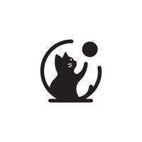 A black and white logo of a cat playing with a ball vector