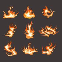 Various forms of burning fire vector