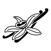 Vanilla flower with a set of sticks. hand-drawn illustration of an orchid flower and pods on an isolated background. A package with a contour drawing of spices. in style line art, silhouette vector