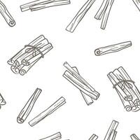 Hand drawn monochrome cinnamon seamless pattern. Design for fabric, home textile, wrapping paper vector