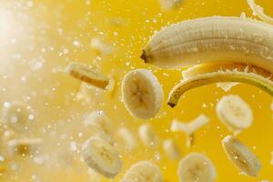 Bananas are being cut photo
