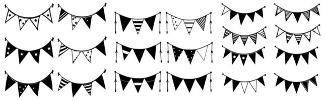 set of illustration of bunting flags. vector
