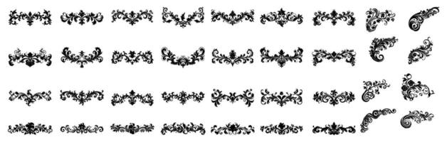 mega set of flamboyant victorian style border and corner. vector