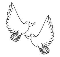 line art of two dove flying. vector