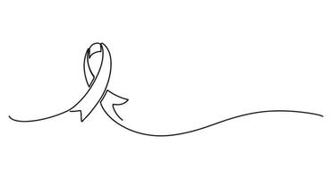 One line art of ribbon cancer as a border in continuous outline. vector