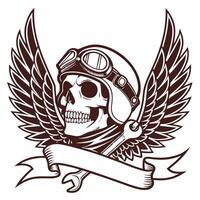 Skull with wings and helmet vector