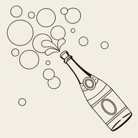 Champagne bottle with bubbles illustration vector
