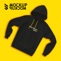 black hoodie with writing and can change color and design quickly and easily psd