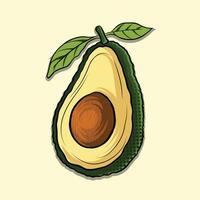 avocado illustration with leaf design vector