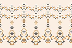 Ethnic cream brown color background fabric pattern abstract ethnic motif design. vector