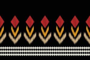 Ikat pattern design with black background ikat ethnic pattern decor art. vector