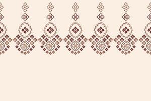 Brown cream color background fabric pattern abstract ethnic motif design pixel. vector