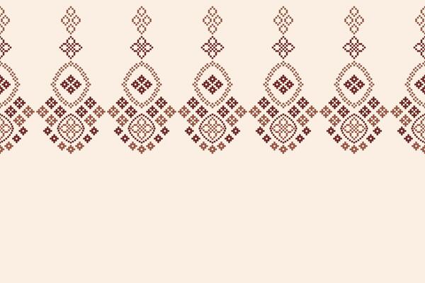 Brown cream color background fabric pattern abstract ethnic motif design pixel.