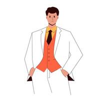 confident male office worker stands and stares ahead vector