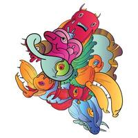 Multiple cute face monster illustration can be use for anything vector