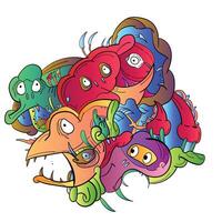 Multiple cute face monster illustration can be use for web design. Illustration vector