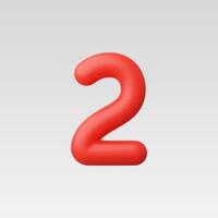3d Realistic Number Two illustration vector