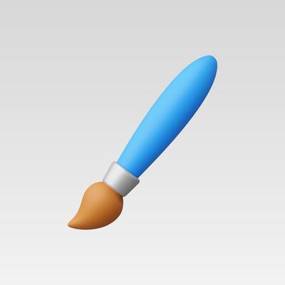 3d Realistic Paint brush icon illustration